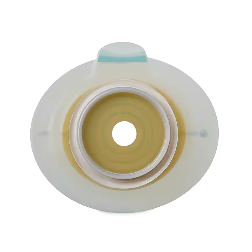 SenSura® Mio Click, Système 2 pièces, Champ protecteur avec œillets pour ceinture, Précoupé (40mm), Non convexe, (60mm) Bleu, Coloplast #10523