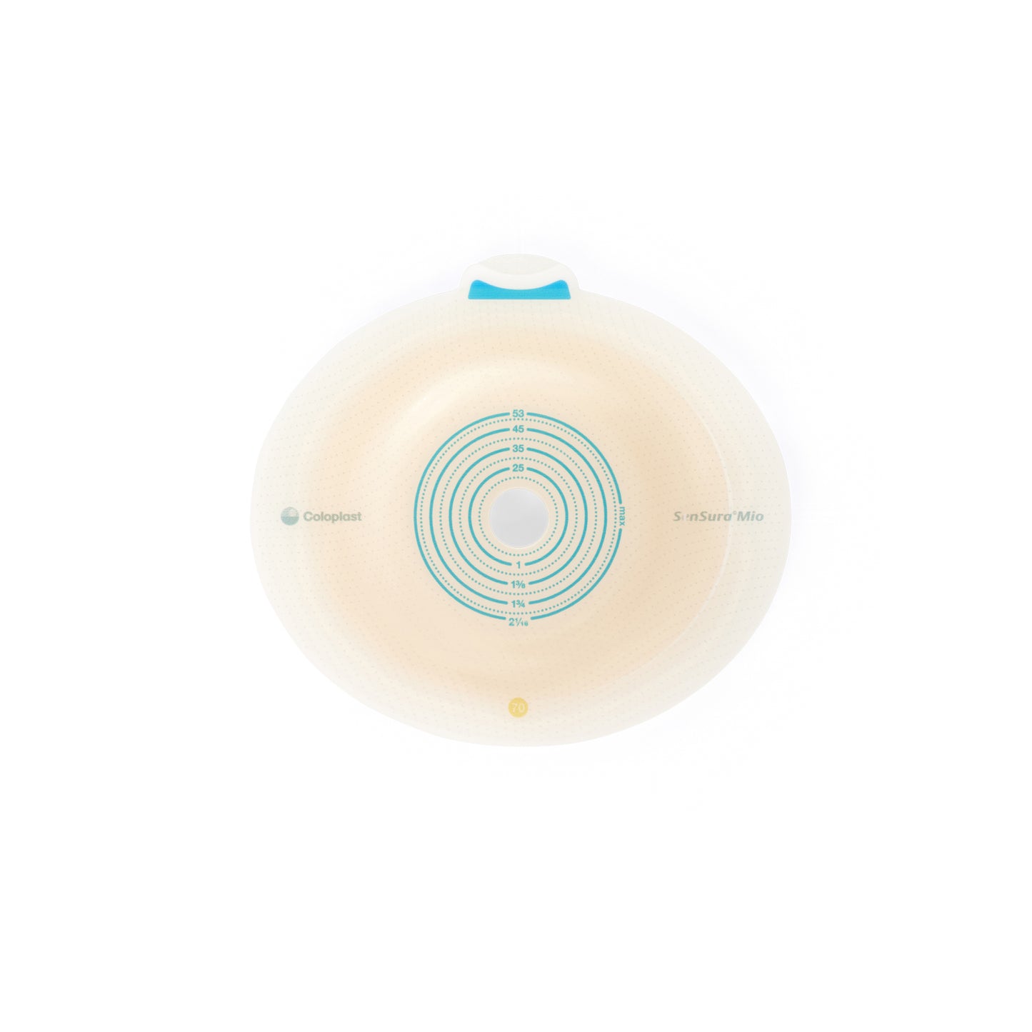 SenSura® Mio Click, Système 2 pièces, Champ protecteur avec œillets pour ceinture, À découper (15-53mm), Convexité profonde, (70mm) Jaune Coloplast #16971