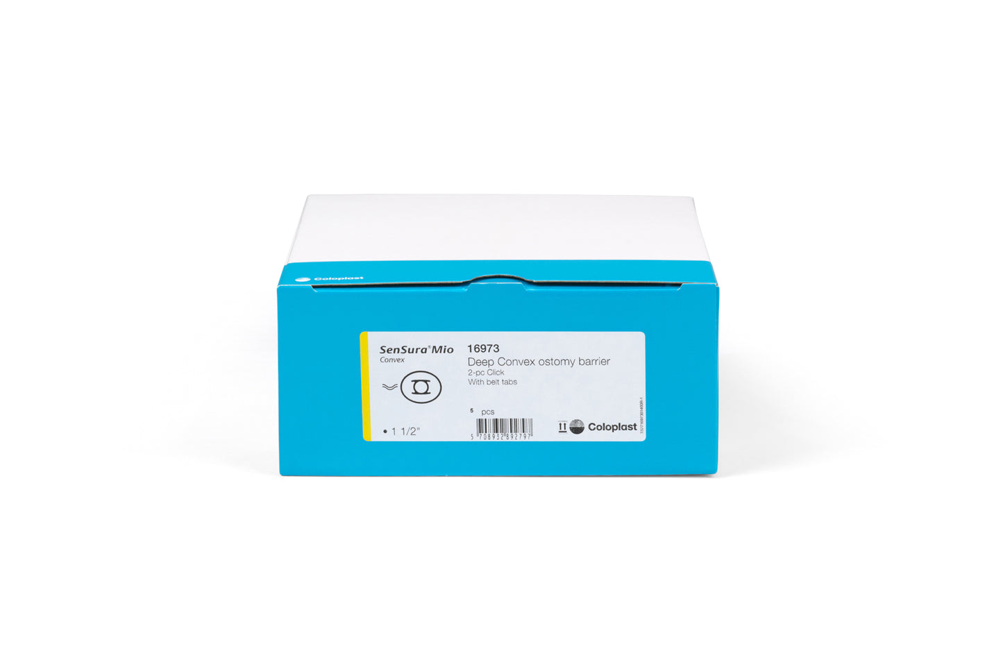 SenSura® Mio Click, Système 2 pièces, Champ protecteur avec œillets pour ceinture, Précoupé (38mm), Convexité profonde, (70mm) Jaune Coloplast #16973