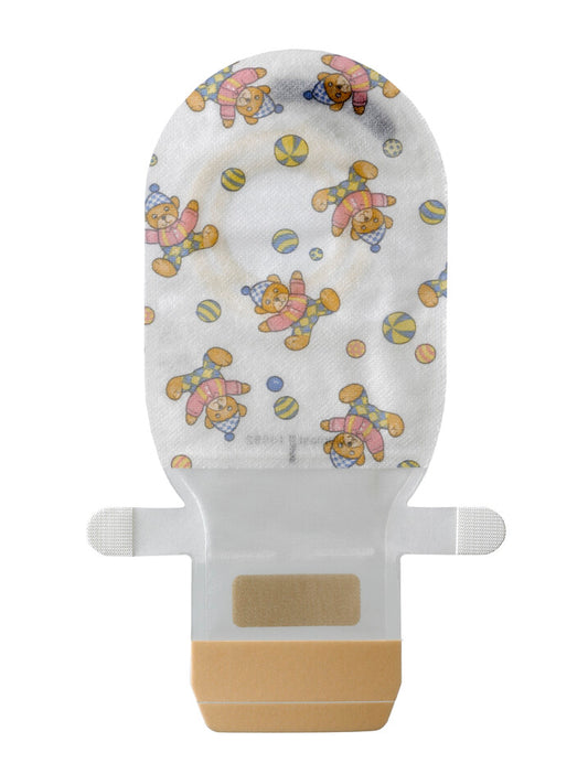 Easiflex®, Système 2 pièces, Sac vidable Pédiatrique avec Easiclose™ (150ml), Opaque, avec Motif d'oursons, (30mm) Violet