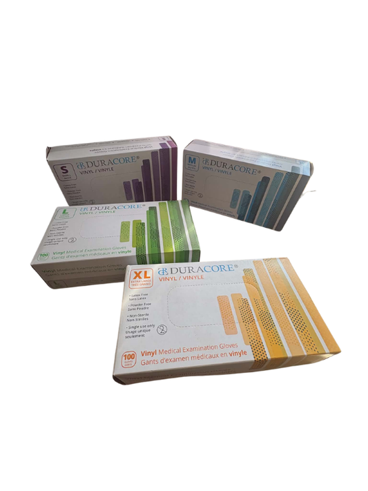 Gants d'examen médicaux en VINYLE transparent Duracore-S/M/L/XL #DC30